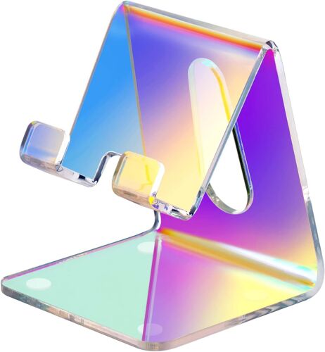 acdsgd-Support de téléphone Portable en Acrylique irisé pour Bureau, Support de téléphone Portable antidérapant Compatible avec iPhone, Samsung Galaxy Pixel, Station d'accueil pour la Maison et Le