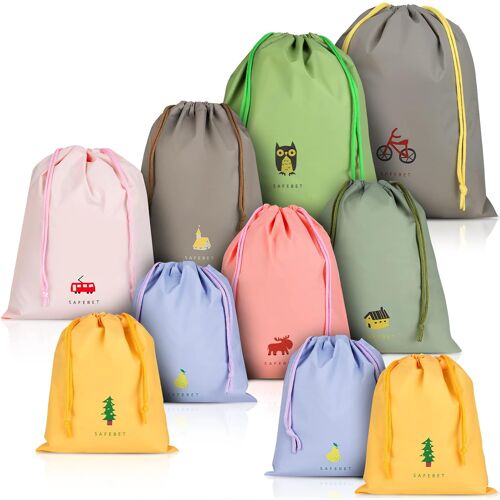 acdsgd-Sac Imperméable avec Cordon, 10 Pcs Sac à Cordon Sport Gym, Organisateur de Bagages Imperméable, Pochette Rechange Enfant, Sac Linge Sale Enfant, Sacs de Rangement Voyage pour Enfants Adultes