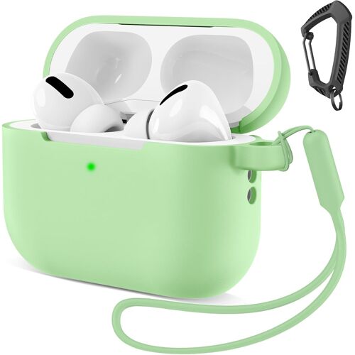 acdsgd-Coque Compatible avec AirPods Pro 3, avec Porte-clés et Lanière, Protection Coque en Silicone pour AirPods Pro 3rd Génération 2025-Vert Menthe