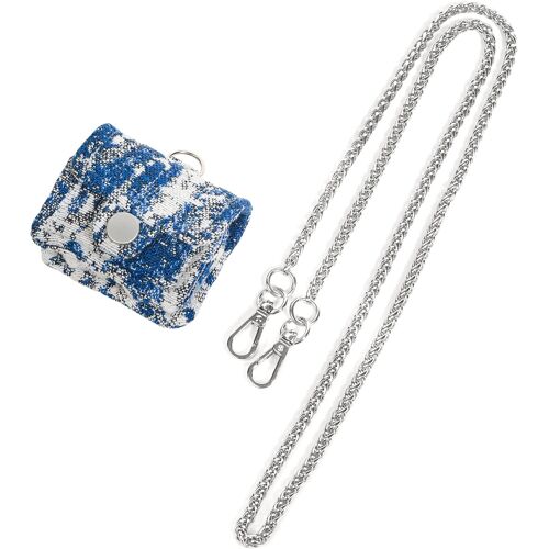 acdsgd-HPOD Coque Compatible avec AirPods Pro, Sac Tendance et Tendance en Denim matelassé avec Une chaîne en métal de 38 cm de Long, Compatible avec AirPods Pro et AirPods 3
