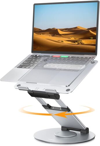 acdsgd-Support Ordinateur Portable, Support Laptop Réglable avec Base Rotative à 360°, Support Ergonomique pour Ordinateur Portable, s'adapte à Tous Les Ordinateurs Portables de 10 à 17"", Argenté