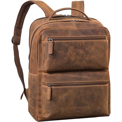 acdsgd-Gustavo Sac a Dos Grande Capacité Cuir Véritable - Sac a Dos Ordinateur Portable 15-16 Pouces - Sac à Dos Travail Homme et Femme Stylé avec Fixation Trolley Couleur:Bergamo - Marron