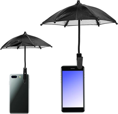 acdsgd-Parapluie Téléphone Portable, Clip Parapluie Universel Réglable pour Téléphone Portable Pare-Soleil d'Extérieur Pratique Adapté à Tous Smartphones (Noir)