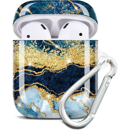 acdsgd-Coque AirPods, Coque Housse Étui Protecteur pour AirPod, Protection Coque pour AirPods 2 & 1 génération Case Silicone Cover avec Porte-clés - Bleu foncé