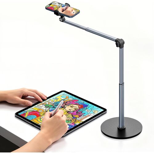 acdsgd-Support de Téléphone, Trépied Robuste pour iPhone, Angle et Hauteur Réglables, Bras Télescopique, pour Enregistrement, Diffusion en Direct, Cuisine, Tournage (Pince de Fixation pour Téléphone)