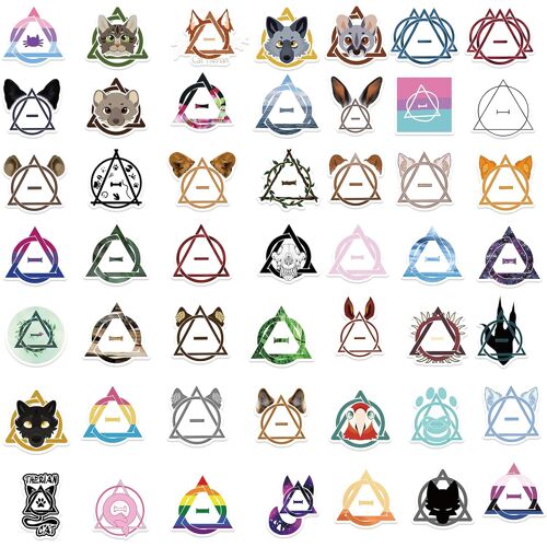 acdsgd-50 Pièces Therian Autocollants, ImperméAble DIY Therian Stickers pour Skateboards Ordinateurs Portables Bagages Voitures TéléPhones Guitares Scrapbooks Vélos