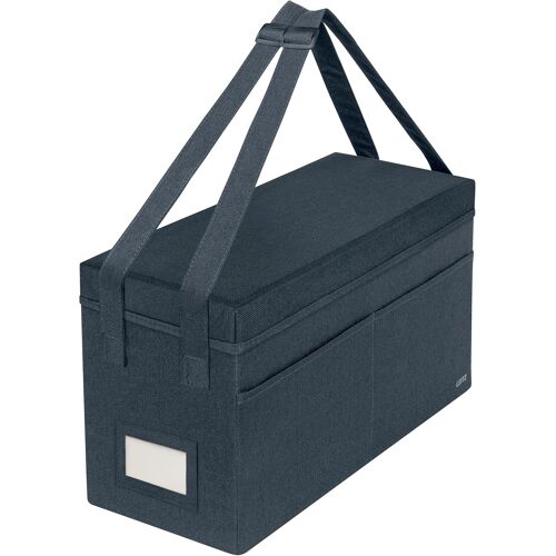 acdsgd-Sac de Rangement en Tissu avec Couvercle, pour Ordinateur Portable 16'', Idéal pour Le Bureau, la Maison et l'école, 3 Compartiments, poignées réglables, Gris Velours, 67230089
