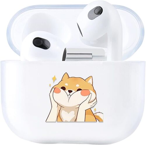 acdsgd-Coque pour AirPods 3 2021 Étui Protecteur Transparente AirPods 3¿ Génération 2021 Housse Mignon Motif Coque Silicone Antichoc Support Charge sans Fil LED Avant Visible