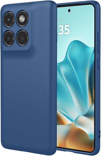 acdsgd-Coque pour Motorola Edge 60 5G, Très Mince Soyeux Toucher Silicone Liquide Antichoc Housse avec Prime Doublure Fibre, Souple TPU Élégant Étui. Bleu