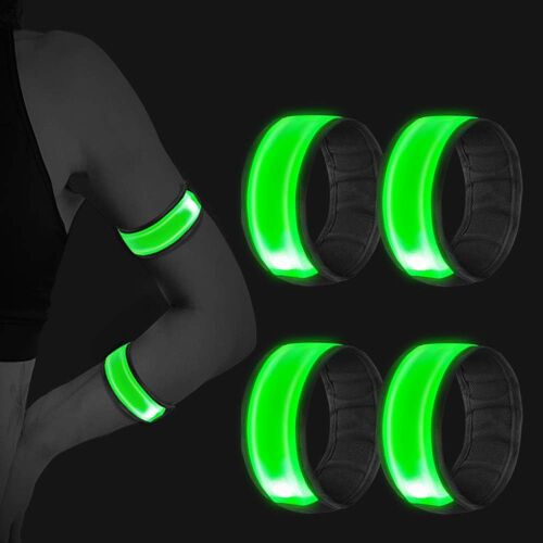 Acdsgd-Brassards Led Réfléchissant, 4 Pièce Brassards Led Étanche Et Réglable Bracelet De Sécurité Haute Visibilité Pour Le Sport Extérieur, Le Vélo, La Marche, Le Motocyclisme Ou Le Concerts