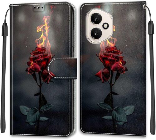 acdsgd-Coque pour Honor 400 5G, Housse Etui Portefeuille Cuir Multifonction, Fermeture Magnétique à Clapet Anti-Choc Compatible avec Honor 400 Book - Flamme Rose