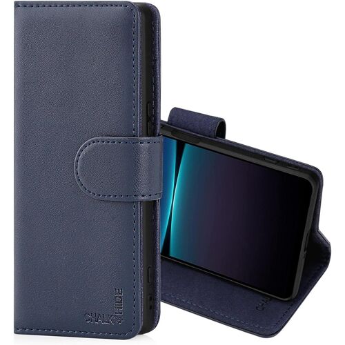 acdsgd-tui Portefeuille en Cuir Véritable pour Sony Xperia 10 IV (2022), Housse Concevoir avec Fentes CB et Fermeture Magnétique Coque - Bleu Marine
