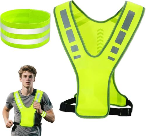 Acdsgd-Gilet De Sécurité Réfléchissant Avec Poches Pour Course Et Vélo - Sécuritaire Pour Homme, Femme Et Enfant - 2 Pièces, Taille Unique, Couleur Fluo