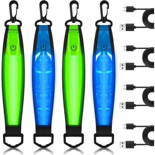 acdsgd-Lot de 4 cartables clignotants à LED - 3 modes d'éclairage - Lumière de sécurité pour enfants - Rechargeable par USB - Bandes réfléchissantes - Pour la course, l'alpinisme, la randonnée