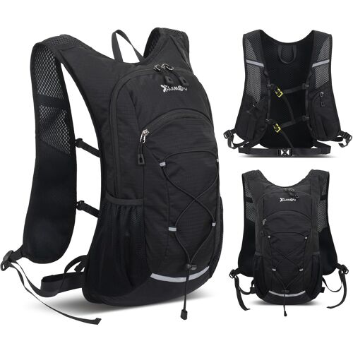 Acdsgd-Sac À Dos De Cyclisme Pour Homme Et Femme, 20 L, Léger, Imperméable, Avec Sangles De Poitrine Réglables, Gilet De Course Respirant Avec Bandes Réfléchissantes, Noir