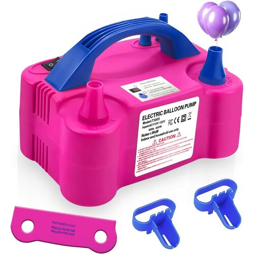 Acdsgd-Pompe À Ballon Électrique 110 V 600 W À Double Buse Pour Décoration De Fête Avec Outil De Fixation (Rose Rouge)