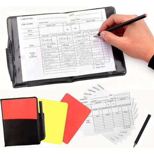 Acdsgd-Lot De Cartes D'arbitre De Football (1 Crayon, 6 Papiers D'enregistrement) Avec Étui - Kit D'équipement D'arbitre De Football Pour Entraîneur Et Arbitre De Football - Carton Jaune Rouge