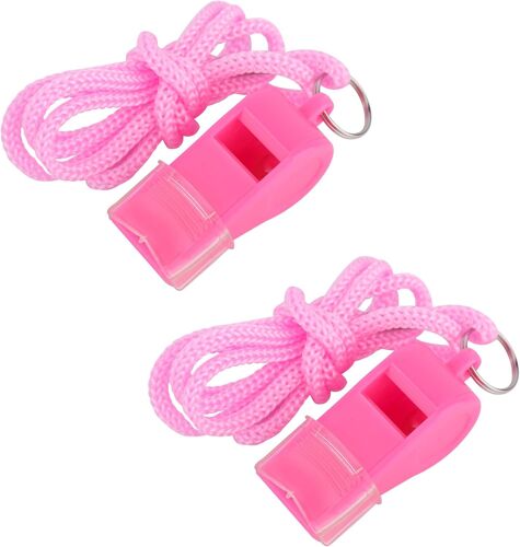 Acdsgd-2pcs Sifflets Roses Pour Entraîneurs, Sifflets Sportifs Puissants Et Couleur Vive Avec Cordon Et Embout Buccal Pour Entraîneurs Arbitres Sauveteurs Enseignants Dressage Canin(Rose Vif)