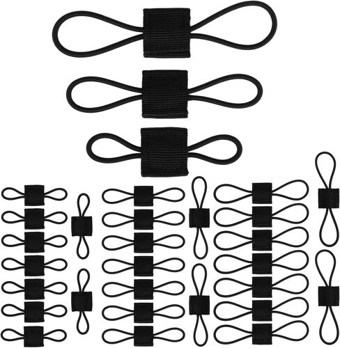 Acdsgd-30pcs Accessoires D¿Équipement Molle, 3 Tailles Sangles Élastiques Liage Sangle Molle Organisateur Polyvalent Sac À Dos Et Sac Plein Air Pour Lampes Poche Bouteilles D¿Eau (Noir)