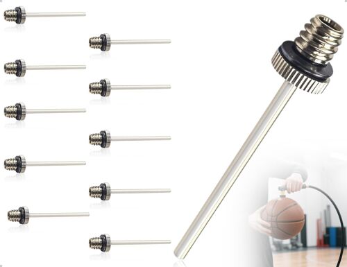 Acdsgd-Lot De 10 Aiguilles Pour Pompe À Ballon, En Alliage, Pour Ballon De Football. Multifonctionnelles Et Faciles À Utiliser. Capacité De Charge, Double Sortie D'air(Argent)
