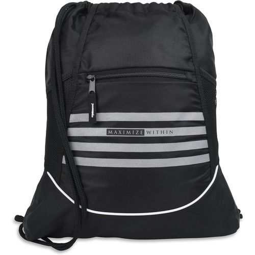 acdsgd-Sackpack Sac à dos avec cordon de serrage Taille unique Unisexe Résistant à l'eau avec poches latérales en maille Noir, noir, Large, Noir