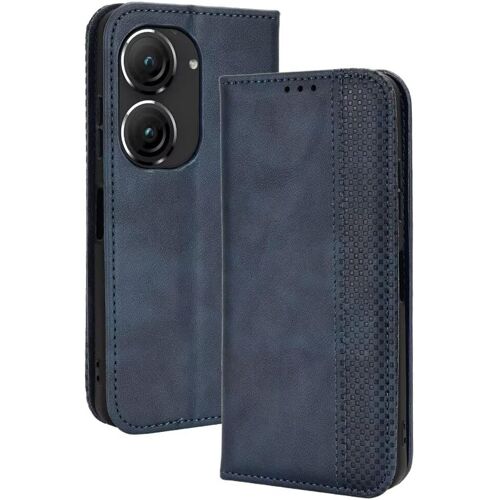 acdsgd-Coque pour ASUS Zenfone 10 / ASUS Zenfone 9 (5.9"" inches) Etui Housse, Étui de Téléphone en Cuir avec Fente pour Carte Texturée élégante.Bleu