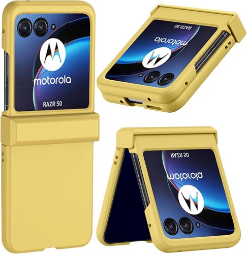 acdsgd-Compatible Coque pour Motorola Razr 50 avec Protecteur d'écran,Étui de Protective de Charnière Rigide et Léger pour Moto Razr 50,Ultra-Mince Excellente Prise en Main Coque Moto Razr 2024, Jaune