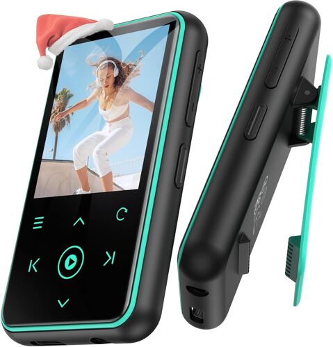 acdsgd-64Go Lecteur MP3 Bluetooth 5.3 avec Clip, 1,8 Pouces Lecteur Musique Sport HiFi avec Reconnexion Bluetooth Automatique, Radio FM/Podomètre, Ultra-léger 36g, Mini Baladeur pour Courir - Bleu