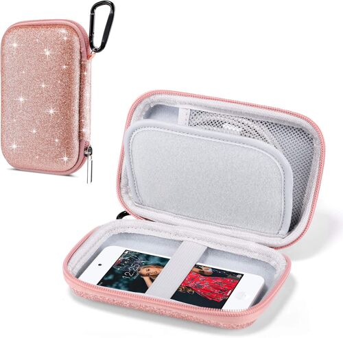 acdsgd-Coque Ranger et Protéger pour iPod Touch / Mp3 / Mp4 / Ecouteur/Clé/Câbles USB /, Nylon Etui Housse Rigide Protection avec Mousqueton Portable Antichoc Coque, Paillettes