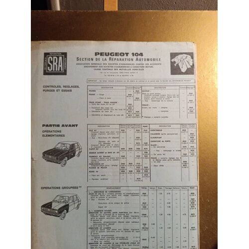Sra Section Réparation Automobile Peugeot 104