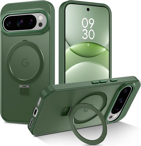 LORANKA-Coque pour Google Pixel 10 Pro XL Compatible avec MagSafe, Coque Magnétique Google Pixel 10 Pro XL avec Porte-Anneau, Protection Militaire, Mat Semi-Opaque, Vert