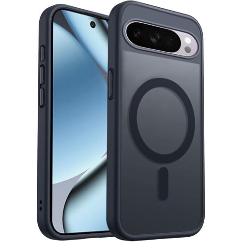 JGD-Coque pour Google Pixel 10/10 Pro Magnétique Compatible avec MagSafe, Etui pour Pixel 9 Pro/ 9 Translucide Mat Arrière Housse Protection d'objectif Compris Dos Antichoc Bumper Case, Noir
