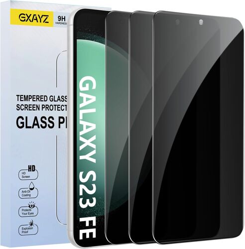 LORANKA-[Lot de 3] Protection d'écran de confidentialité pour Samsung Galaxy S23 FE, film en verre trempé anti-espion, reconnaissance d'empreintes digitales, dureté 9H, anti-rayures, anti-traces de d