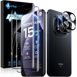 JGD-Verre Trempé pour Xiaomi Redmi Note 15 Pro+/Note 15 Pro Plus/Poco M8 Pro 5G avec Caméra Arrière Protecteur[2+2 Pcs], 9H Film Vitre Protection, 3D Couverture Complète Protection écran Anti-rayure