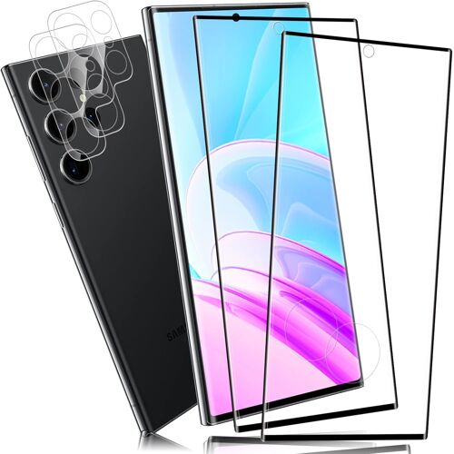 LORANKA-2+2 Pièces Verre Trempé pour Samsung Galaxy S25 Ultra Vitre Protection, Toucher sensible, 0,33mm 9H Dureté Anti-rayures Protection écran avec Caméra Protecteur, 3D HD Sans Bulle Protection D'