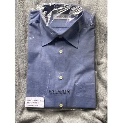 Chemise Neuve De Marque Balmain Uniformes. Taille 39-40. Couleur Bleu Légèrement Foncée. 100% Coton.