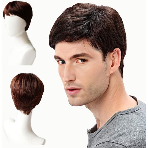 Perruque Pour Homme, Brune, Cheveux Synthétiques Courts, Style Rockeur Années 80, Accessoires Pour Homme, Hippies, Halloween, Jga, Afro, Cosplay, Carnaval, Fête (Brune)