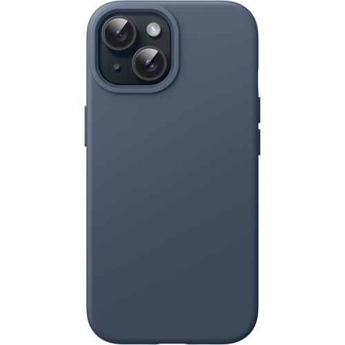 LORANKA-Coque Silicone pour iPhone 15 6,1 Pouces, Protection Complète du Corps au Toucher Soyeux, Étui Housse Anti-Chocs (Bleu Orage)