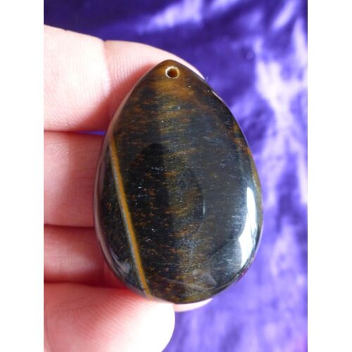 Pendentif Larme En Oeil De Tigre - 4.8 Cm. Magnifiques Couleurs Marron Et Noir Avec Des Reflets Somptueux. Lot 2206