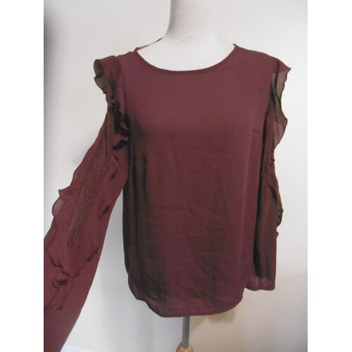 Camaieu Blouse Prune Manches Dentelle T S