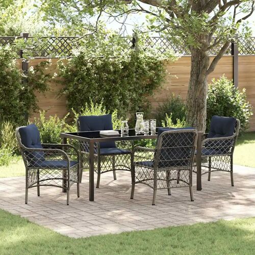 Vidaxl Ensemble De Salle À Manger Pour Jardin 5 Pcs Gris Et Noir Rotin