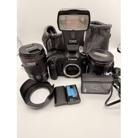Pack Canon EOS 5D Full Frame + EF 100mm f/2.8L IS Macro + EF 17-40mm f/4L + Flash 430EX II + 3 Batteries