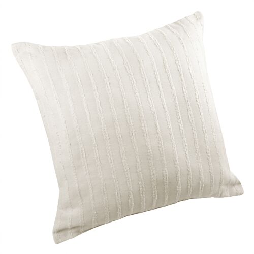 Coussin Lin Et Coton Rayures Tuftées