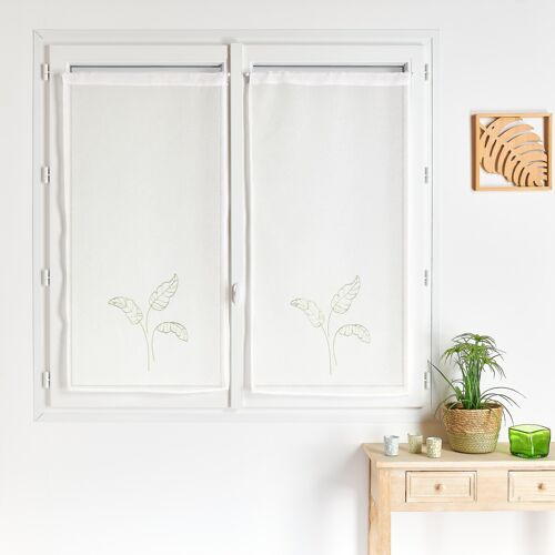 Paire Voilages Motif Feuilles Bananes