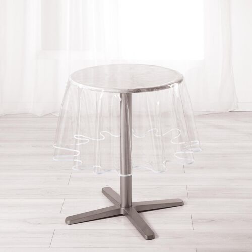 Nappe Ronde Transparente Ourlet Coloré