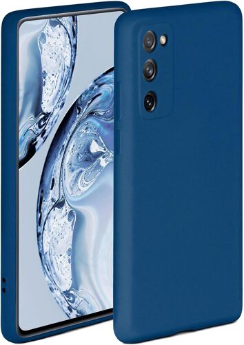 LORANKA-ONEFLOW Coque de protection souple en silicone avec bords surélevés et double couche Compatible avec Samsung S20 FE/FE 5G Bleu mat