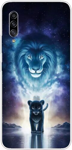LORANKA-Compatible avec Samsung Galax A90 5G Coque Coquille Ultra Mince Antichoc Résistant aux Rayures Silicone TPU Transparent Couleur Motif Coques+Protecteur D'écran 1 PCS - Lion Tigre