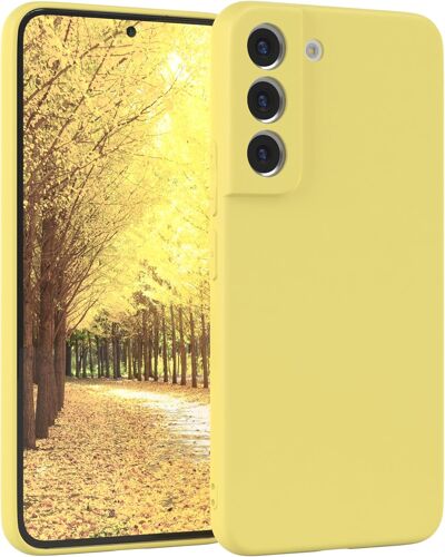 LORANKA-Coque de protection en silicone pour Galaxy S22 5G, jaune souple, résistante aux chocs, avec protection de l'appareil photo - Fine - Protection TPU - Bumper - Jaune clair pastel mat