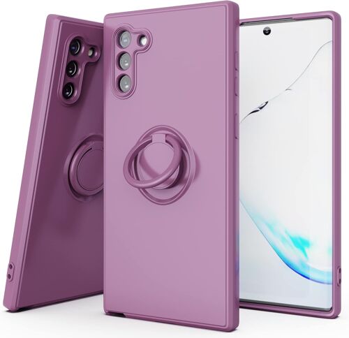 LORANKA-Coque pour Galaxy Note 10, coque pour Galaxy Note 10, anneau de support à 360 ° en silicone souple hybride rigide antichoc et antidérapant pour Samsung Galaxy Note 10 6,3"" D-Violet