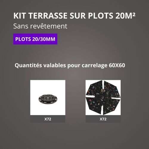 kit terrasse sur plots sans revêtement 20m² - finition gris anthracite - 20/30 mm - JOUPLAST